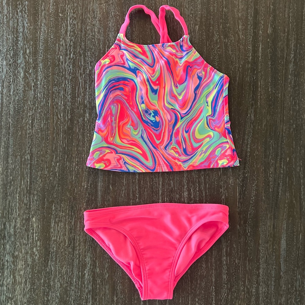 Wonder Nation Colorful Girls 2 Piece Swim Suit XS 4/5